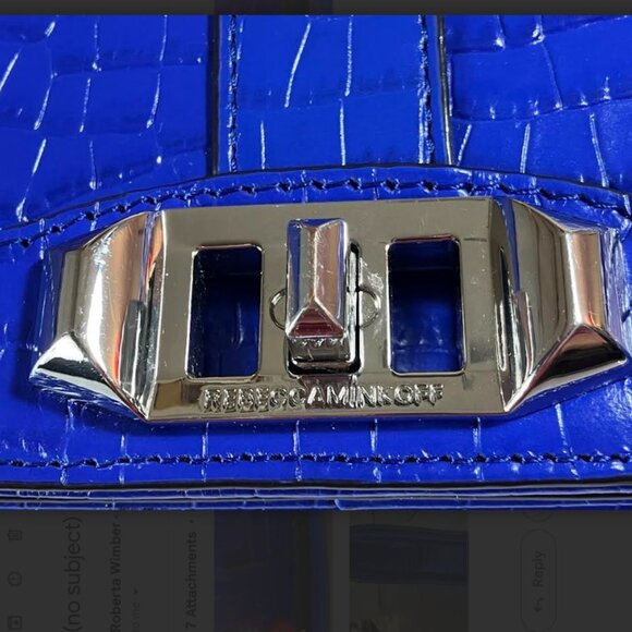 Rebecca Minkoff Love Mock Croc Embossed Leather Crossbody Bag Cobalt Bue NWOT - Picture 6 of 10